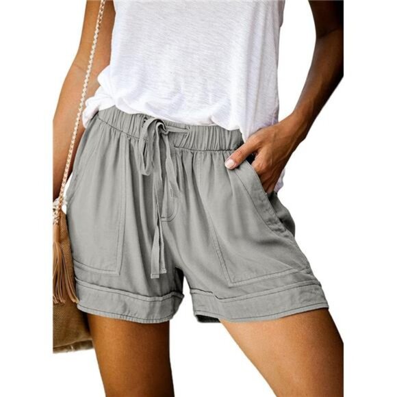 Womens Lightweight Shorts Casual B02-215-grey - Picture 1 of 4